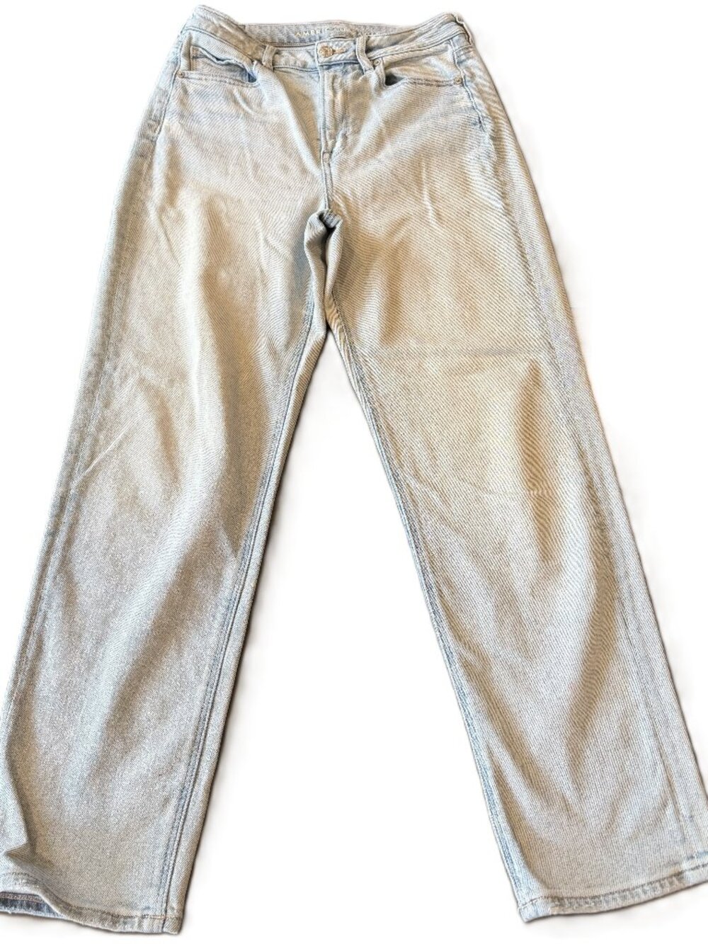American Eagle Mom Straight Women’s Light Wash Jeans Size 8 Distressed AS IS